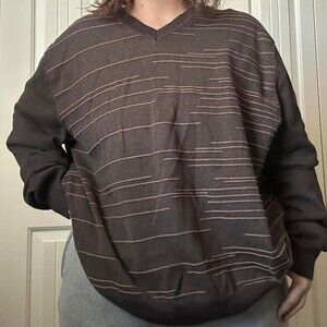 Vintage Perry Ellis Sweater Mens 2X Brown Crewneck Knit Sweater